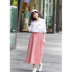 Cotton linen side pocket A-line Skirt