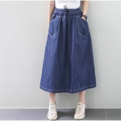 Pocket design denim skirt