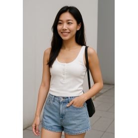 Button cotton bra top