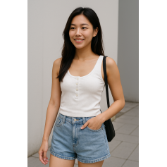 Button cotton bra top