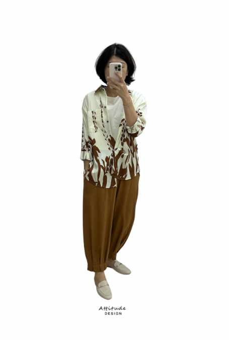 Mix Linen Pants混麻紗縮口長褲