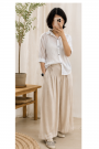 Linen Blend Side-Tie Wide Pants麻紗混仿側綁帶寬褲