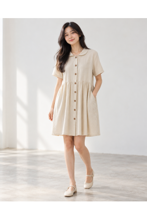 Collar Babydoll Cotton Dress